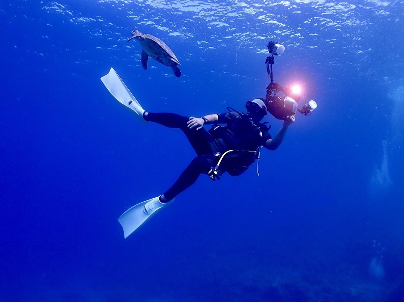 ダイビングツアーでの水中撮影